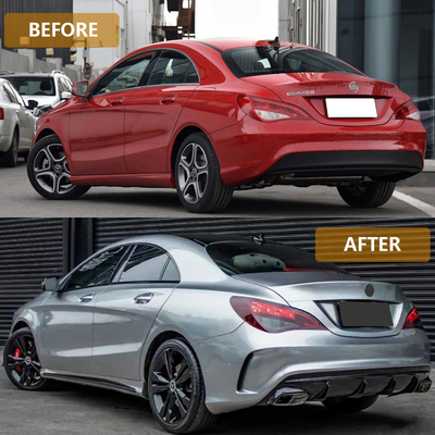 Mercedes-Benz CLA W117 2013-2019 four-out tail throat Black Chrome Exhaust Muffler Pipe