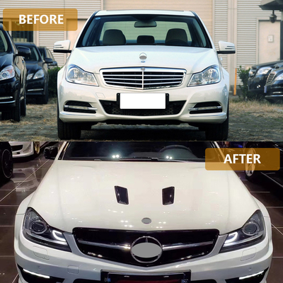 Mercedes-Benz C-Class W204 with Full Set Carbon Fiber Engine Hood Tested