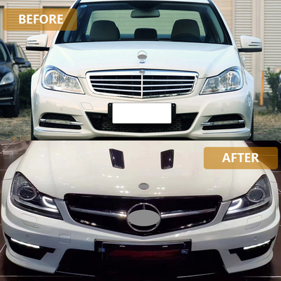 Mercedes-Benz C-Class W204 Car Grilles Modified to C63 AMG Style Front Bumper Grille