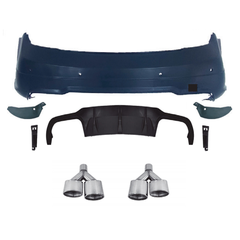2011-2014 C Grade Car Model Rear Bumper Upgrade with Diffuser and Exhaust Tailpipe
